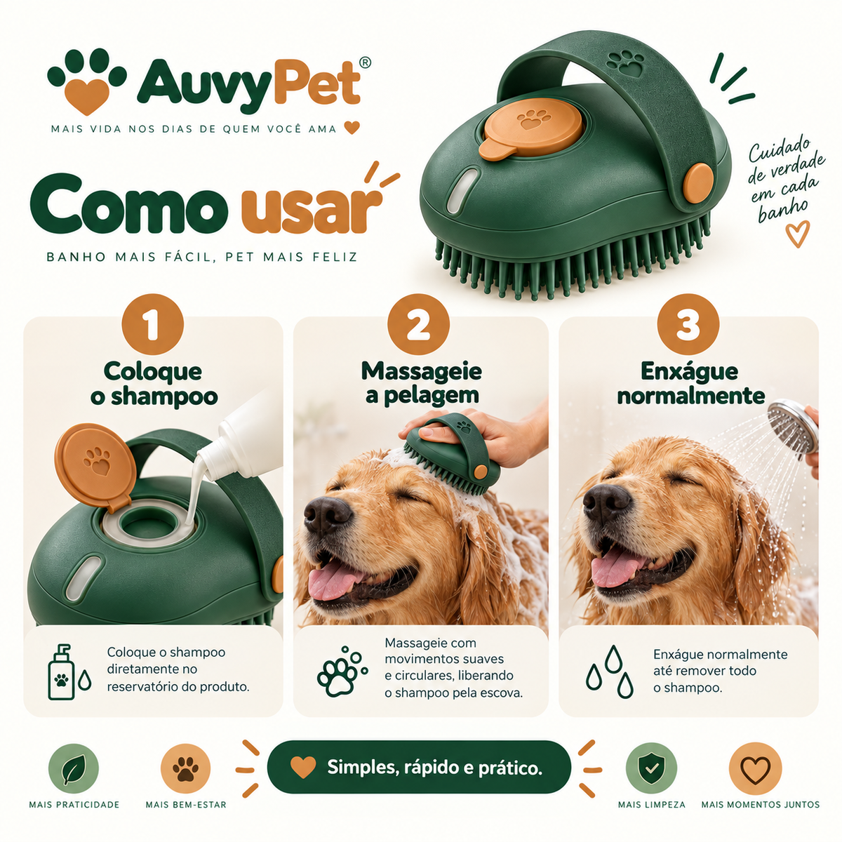 Como usar a Escova AuvyPet